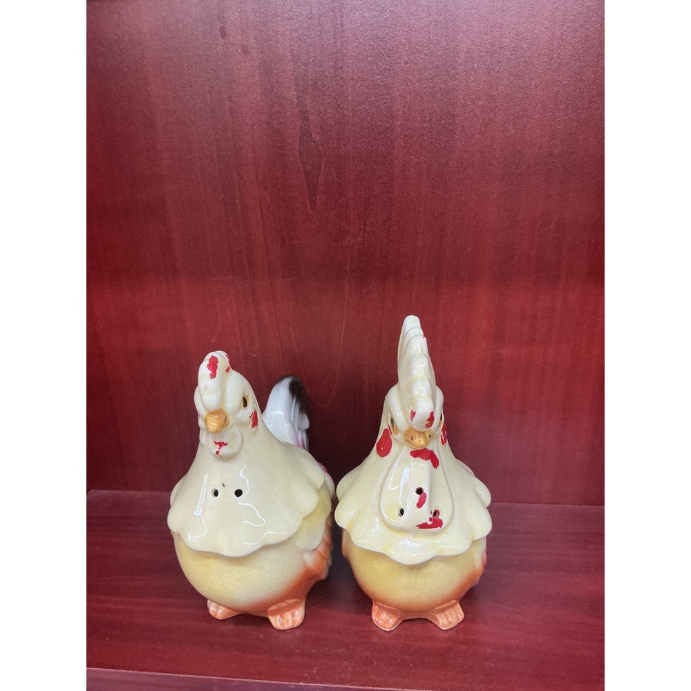 Vintage Rooster Hen Salt Pepper Shakers Sugar/Creamer Ceramic Made in Japan